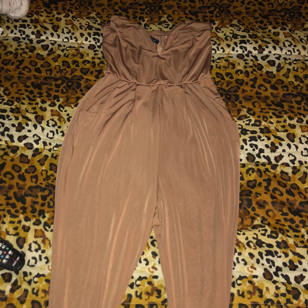 Beige Strapless Romper